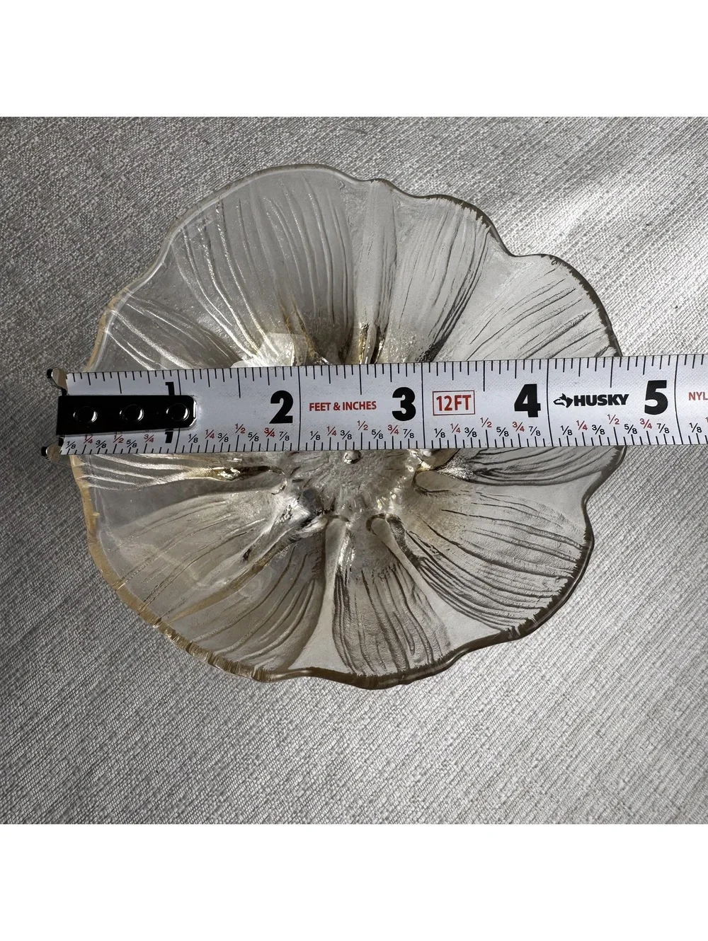 Vintage Iridescent Peach Sheen Glass Flower Bowls Set of 6